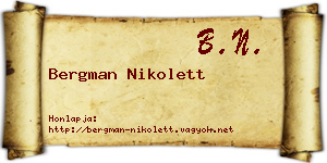 Bergman Nikolett névjegykártya